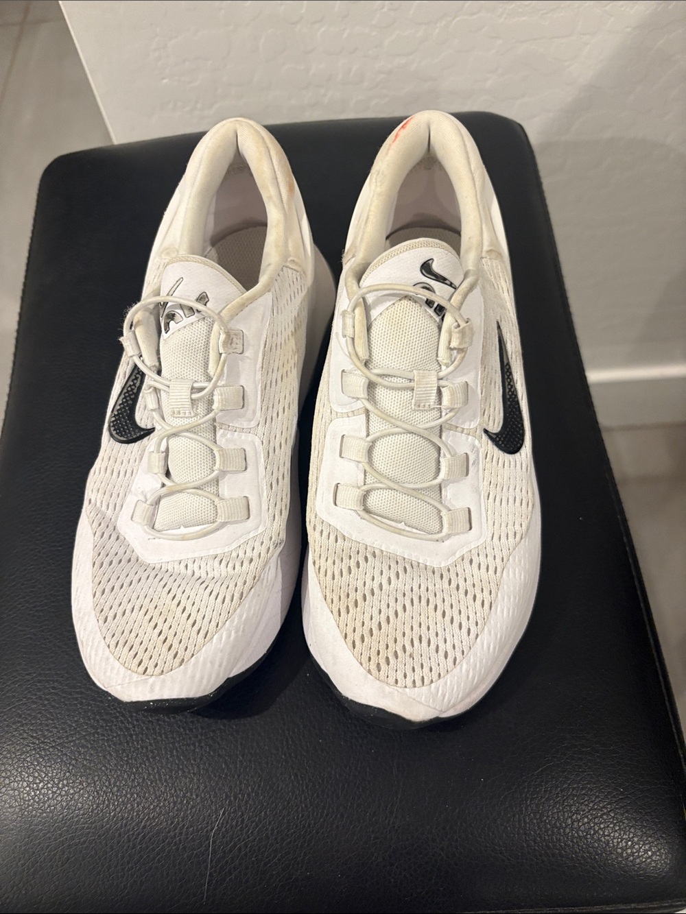 Nike White Mesh Athletic Sneakers with Black Swoosh upc00196604998123